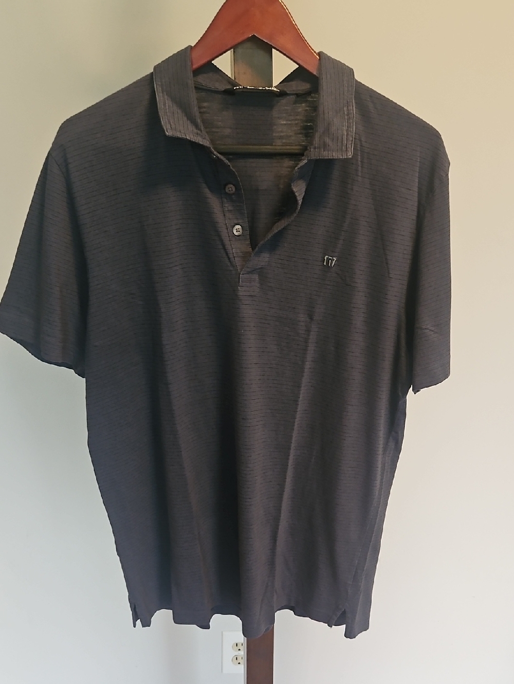 Travis Mathew Mens Navy Textured Polo Size L